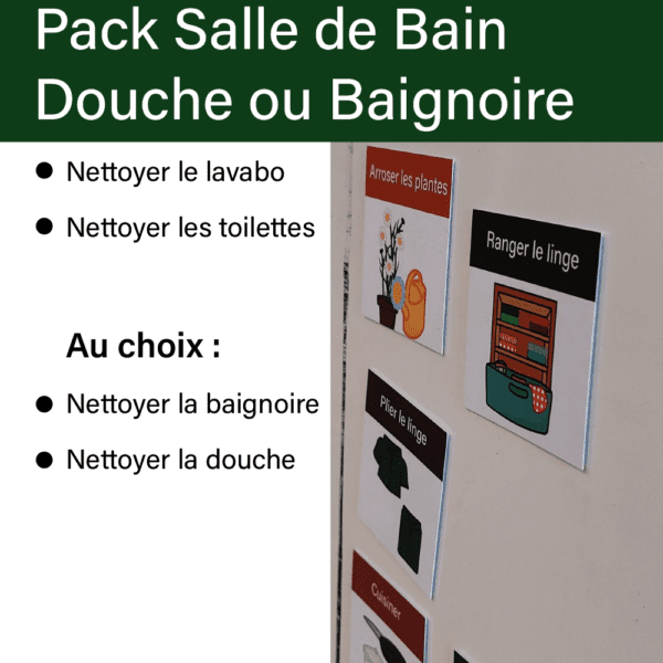 Pack de picto pour la salle de bain avec le choix entre la douche et le la baignoire