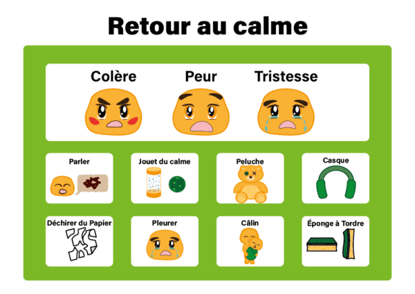 carte du retour au clame avec 8 conseil pour les enfant à partir de 3 ans