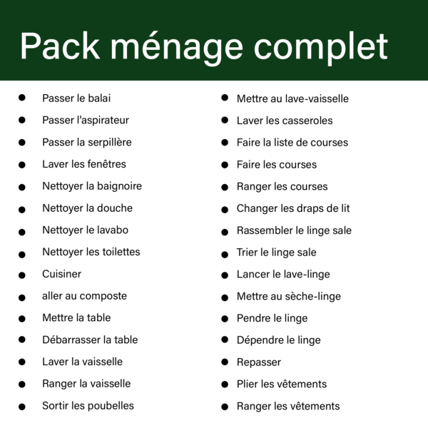 Pack ménage complet 30 pictogramme pour faire le ménage