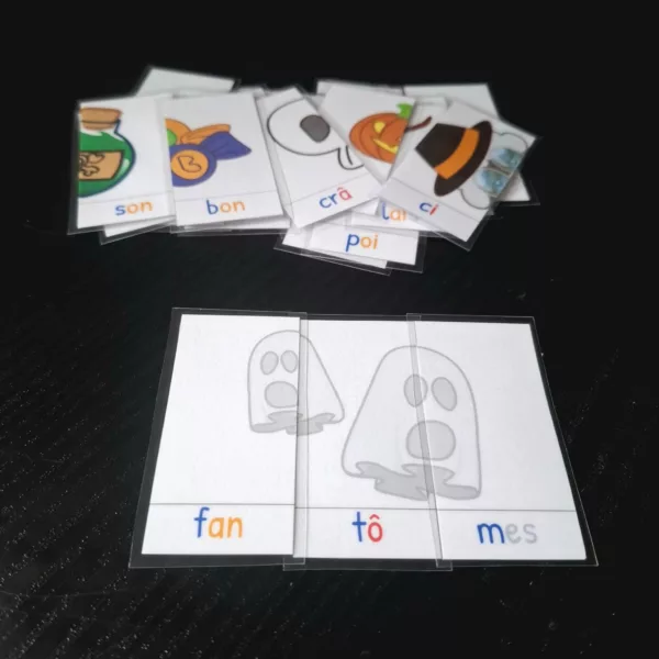 Jeu syllabique puzzle Atelier Halloween à imprimer