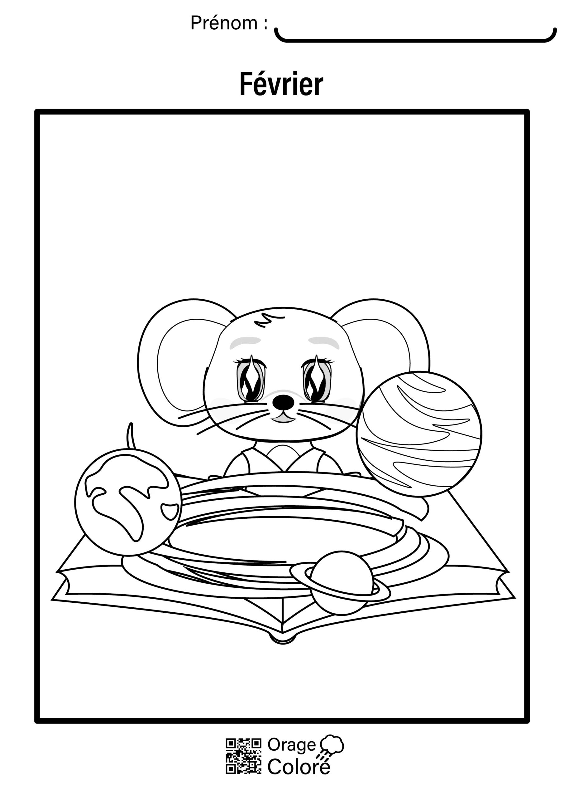 Coloriage février avec Mia